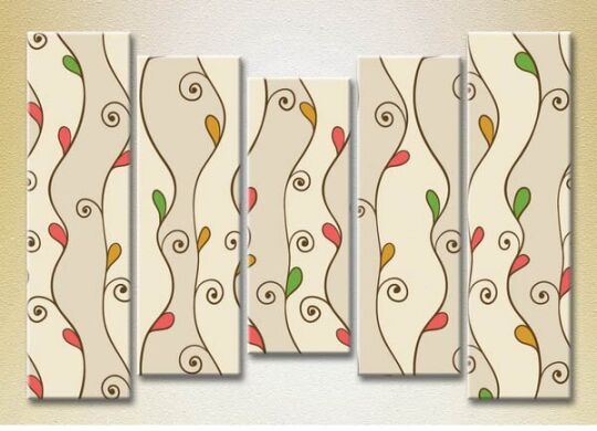 Картина Rainbow Polyptych Abstraction pattern red green 12 (2231759)
