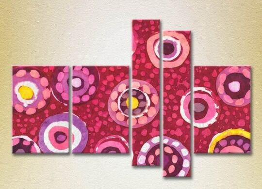 Картина Rainbow Polyptych Abstraction pink yellow 13 (2231683)