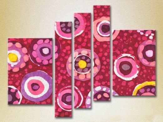 Pictură Rainbow Polyptych Abstraction pink yellow 15 (2231684)