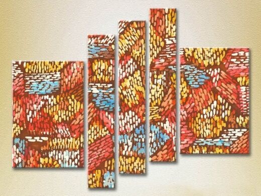 Pictură Rainbow Polyptych Abstraction red blue 12 (2231675)