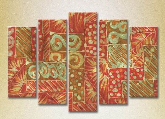 Pictură Rainbow Polyptych Abstraction red green 11 (2231670)