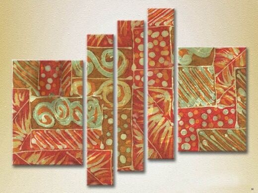 Pictură Rainbow Polyptych Abstraction red green 15 (2231672)