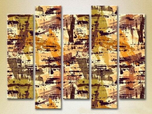 Pictură Rainbow Polyptych Abstraction yellow brown 12 (2231644)