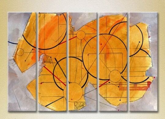 Pictură Rainbow Polyptych Abstraction yellow violet 09 (2231650)