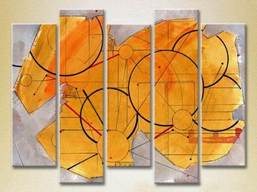 Pictură Rainbow Polyptych Abstraction yellow violet 14 (2231648)