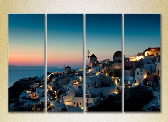 Pictură Rainbow Polyptych Greece Morning in Santorini 01 (2718121)