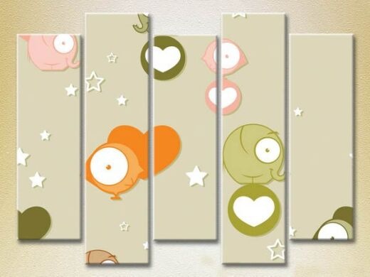 Картина Rainbow Polyptych Hearts and Elephants 04 (2231804)