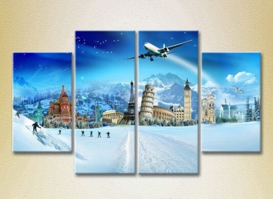 Картина Rainbow Polyptych Monuments of world architecture on a winter background 03 (2718176)