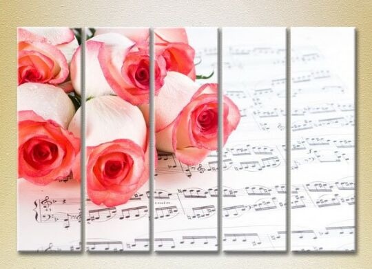 Картина Rainbow Polyptych Roses on sheet music 02 (2932878)