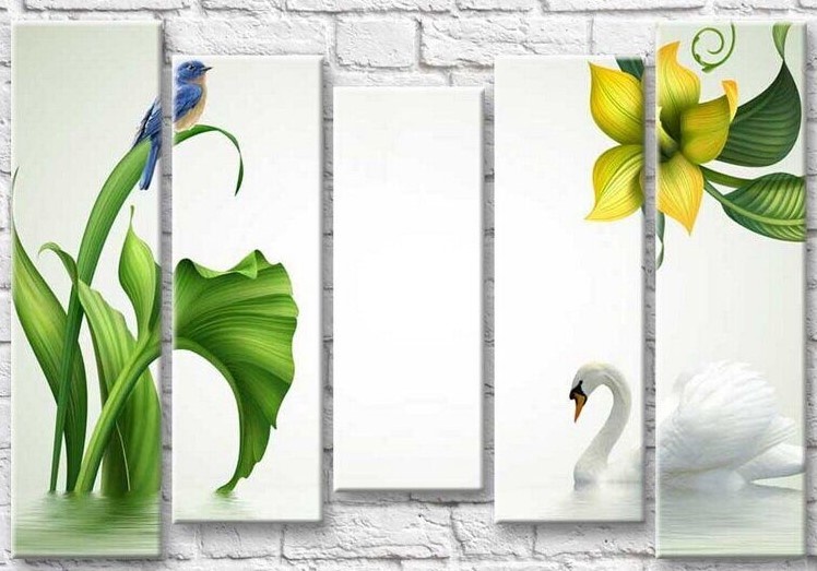 Pictură Gallerix Birds and flowers on the pond (3551895)