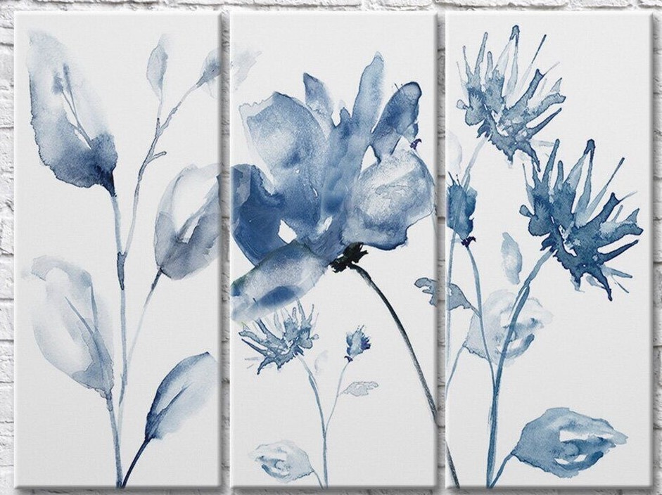 Pictură Gallerix Blue plants on a light watercolor background (3572523)