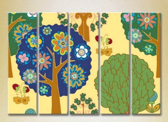 Pictură Rainbow Polyptych Trees in the forest 02 (2231768)