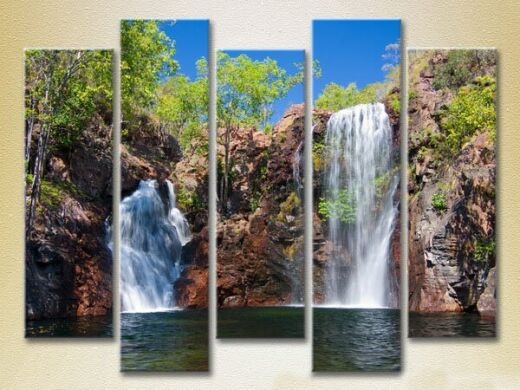 Pictură Rainbow Polyptych Waterfall in the rocks 02 (2224805)
