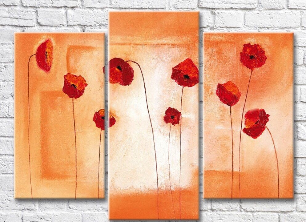 Картина Rainbow Red poppies on an orange background (3572570)