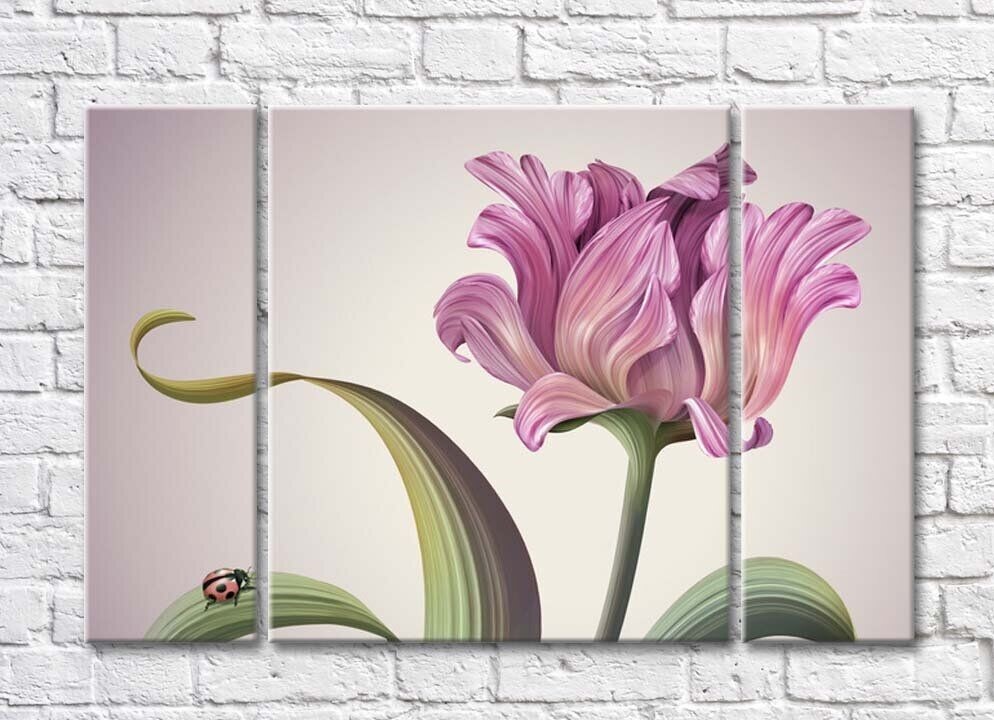 Pictură Gallerix Lush magenta flower on gray background (500554)