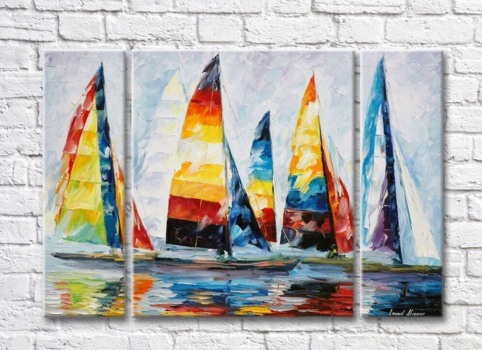 Картина Gallerix Multicolored sailboats and their reflection in the water (35110204)