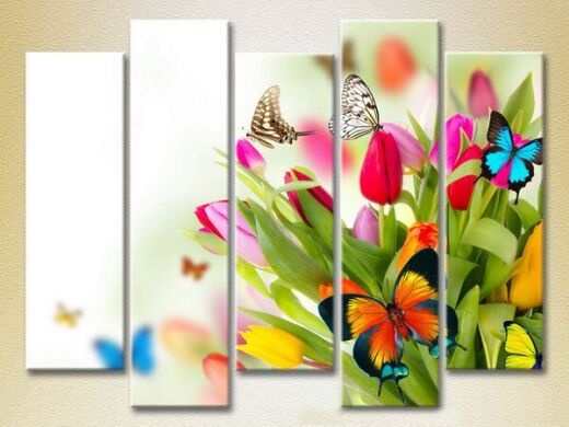 Картина Gallerix Polyptych Tulips and Butterflies 03 (2932883)