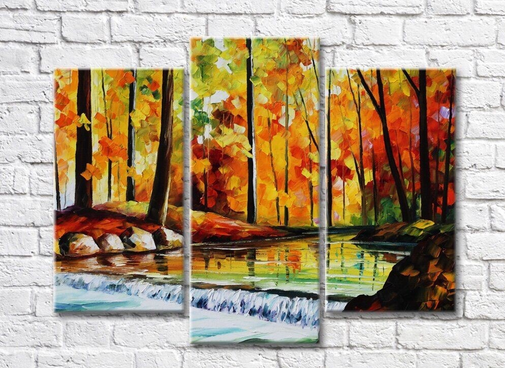 Pictură Gallerix Stream in the autumn forest (35110208)