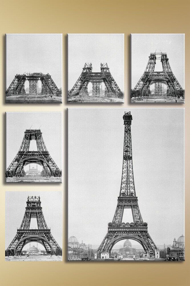 Pictură Gallerix Polyptych Eiffel Tower construction stages (1523195)