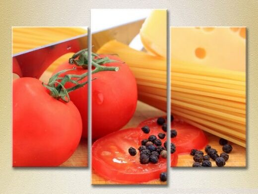 Pictură Magic Color Triptych Spaghetti and Tomatoes (2698702)