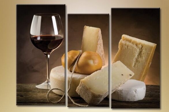 Картина Magic Color Triptych Still Life Wine and Cheese (1547263)