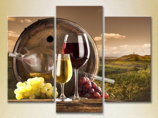 Картина Magic Color Triptych Still Life. White and red wine (2698681)