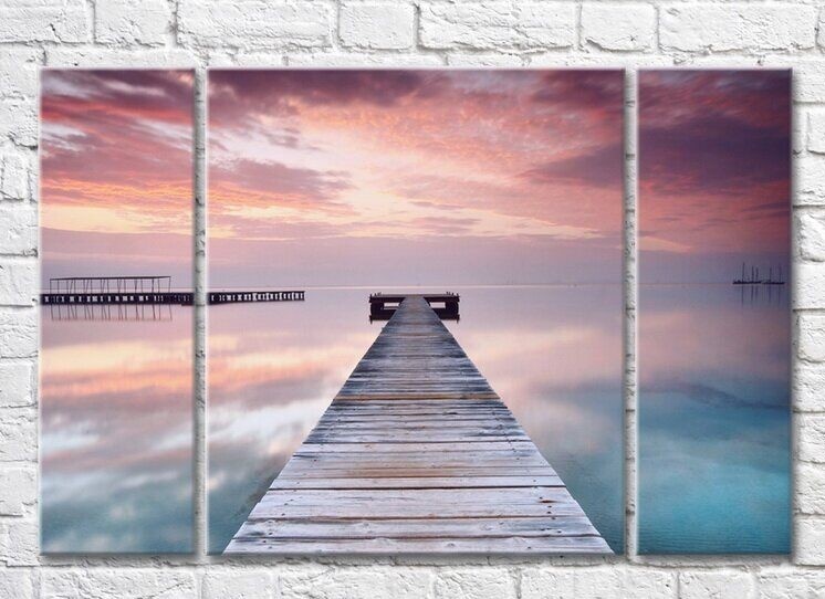 Pictură Magic Color Wooden pier and Pink sky (3469219)