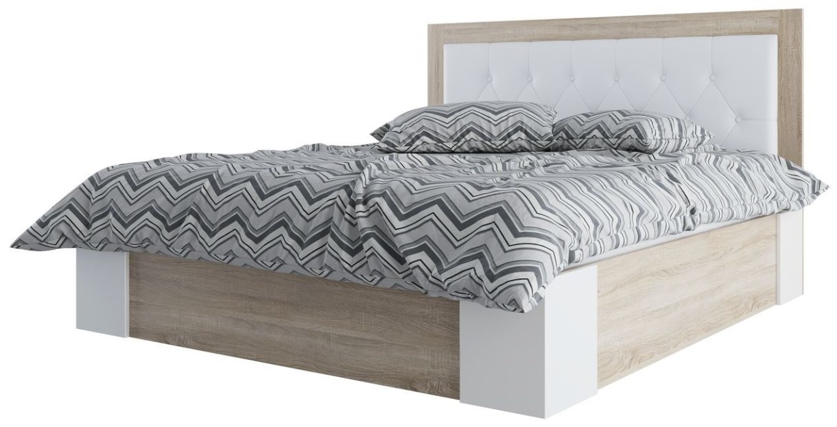 Кровать SV-Мебель Лагуна 6 Дуб Сонома/Жемчуг 1.4x2.0м