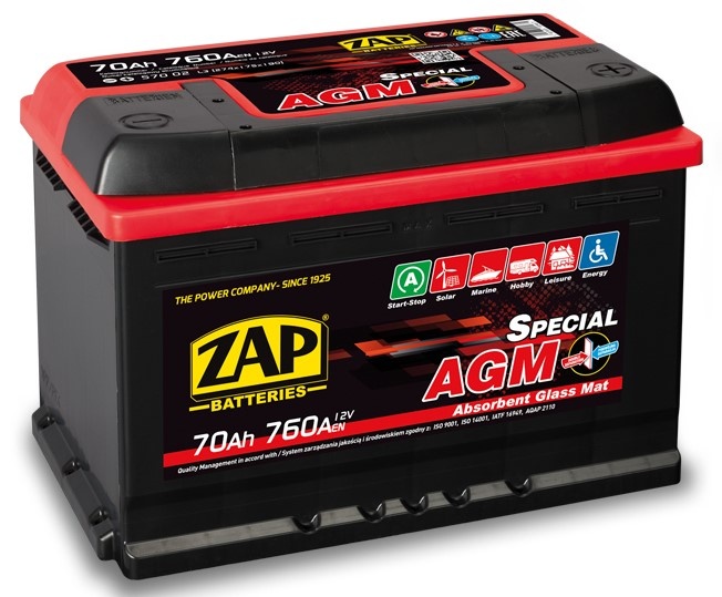 Автомобильный аккумулятор Zap AGM (570 02)