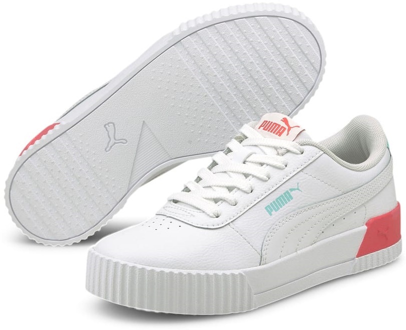 Ghete pentru copii Puma Carina L Jr Puma White/Sun Kissed Coral 37