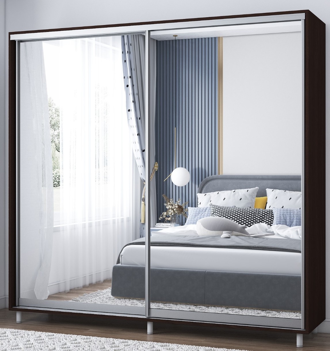 Dulap cu uşi glisante Mobildor-Lux Aron 200x220 (2226 Wenghe)