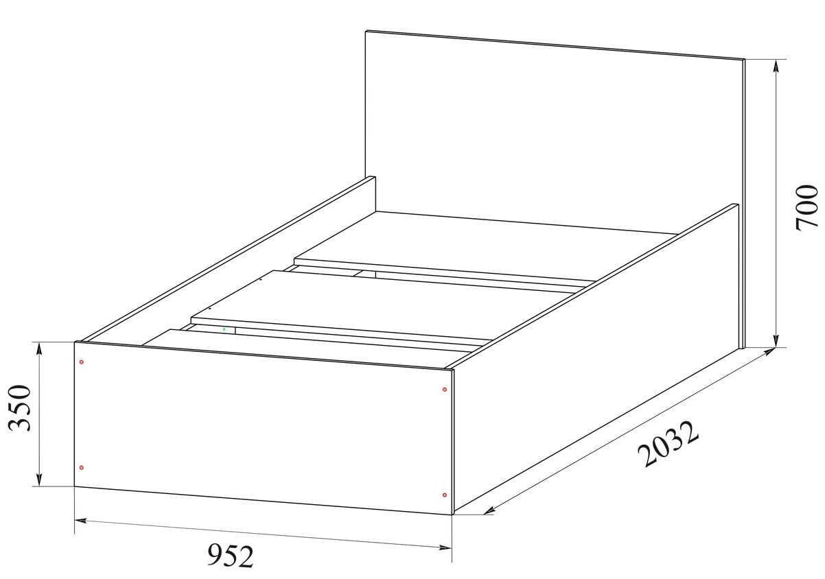 чертежи односпальной кровати с размерами и ящиками