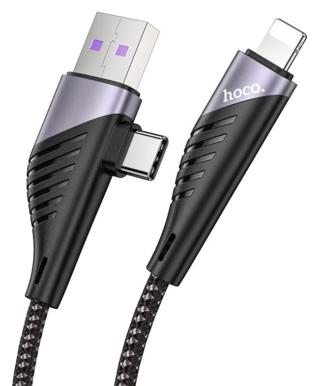 Cablu USB Hoco U95 2-in-1 Freeway Lightning to USB/Type-C