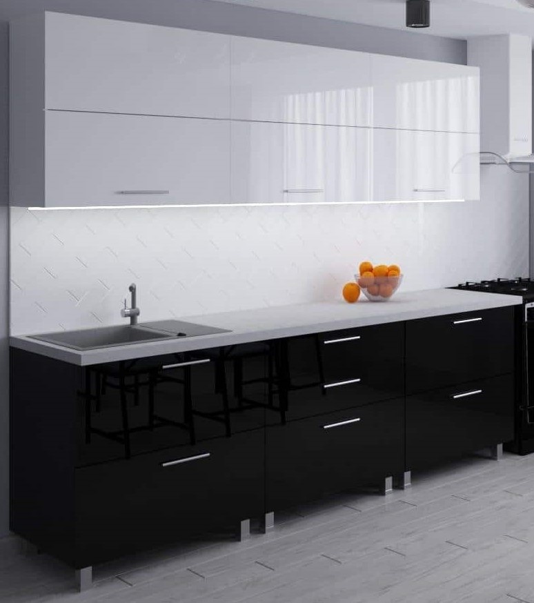 Кухонный гарнитур Bafimob Blum (High Gloss) 2.4m White/Black