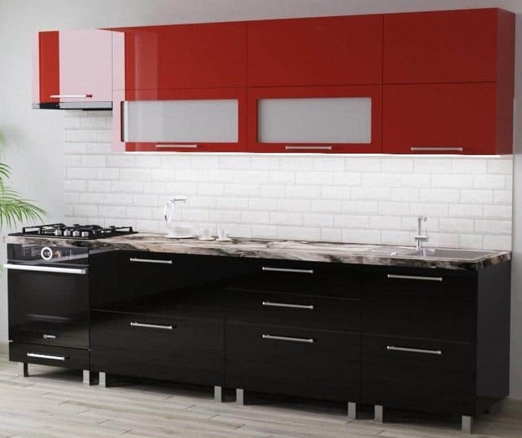 Кухонный гарнитур Bafimob Blum (High Gloss) 2.8m Red/Black