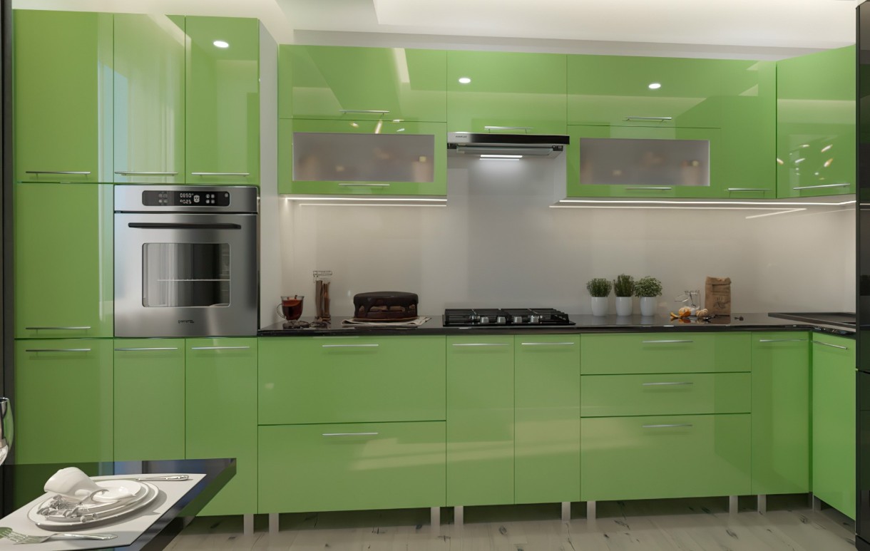Кухонный гарнитур Bafimob Corner (High Gloss) 4.1x0.9m Eco +tandembox Green
