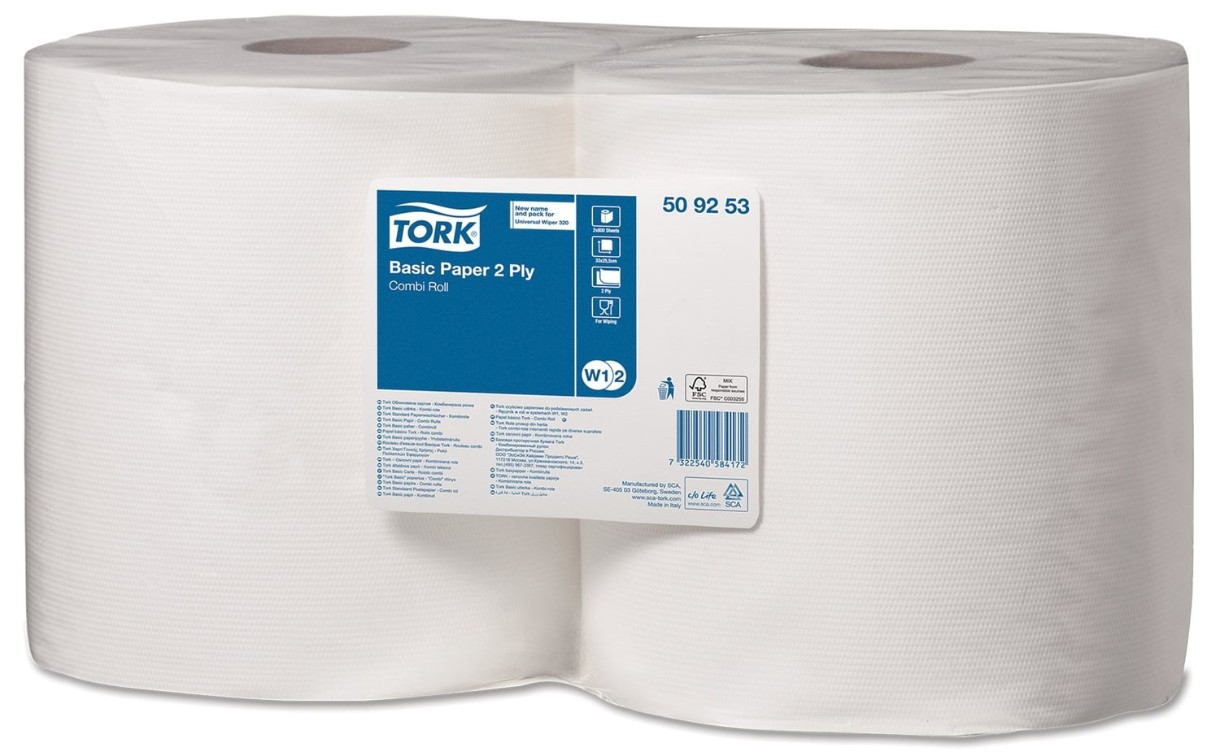 Hârtie pentru dispenser Tork Industrial W1/W2 White Universal (509253)