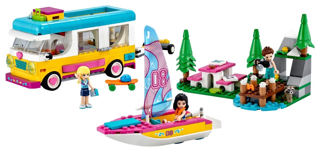 Set de construcție Lego Friends: Forest Camper Van and Sailboat (41681)