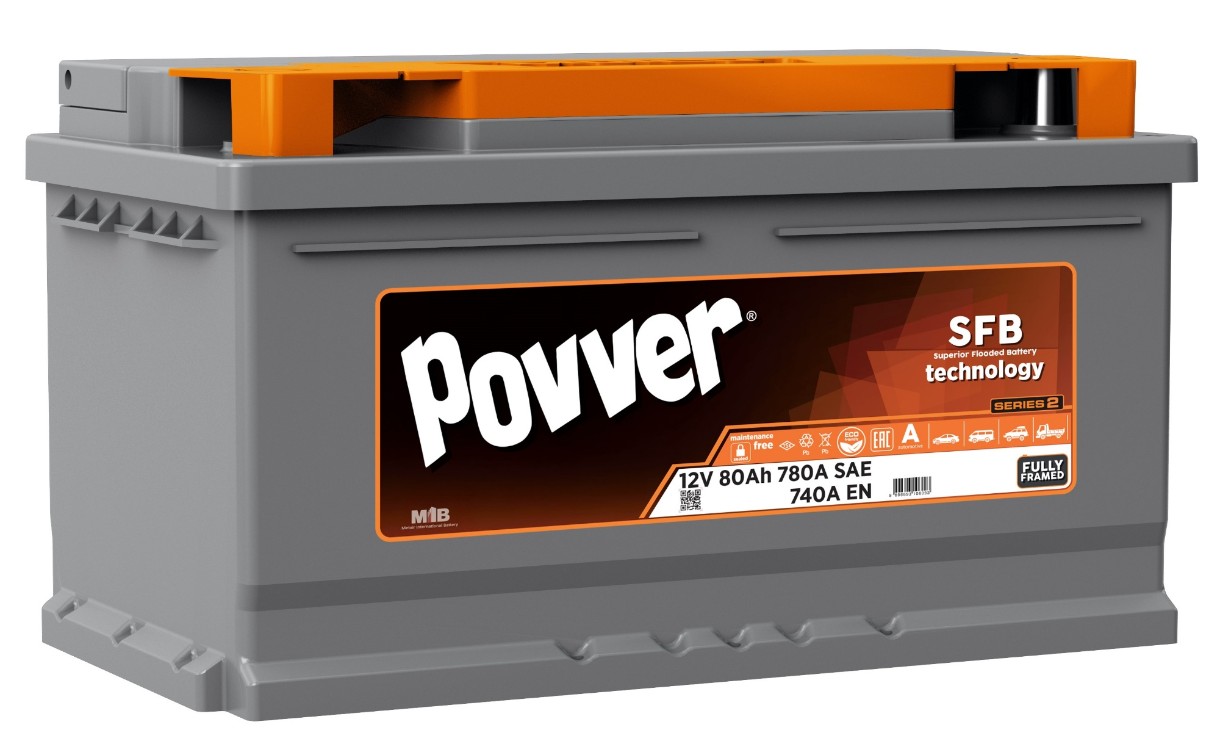 Автомобильный аккумулятор Povver 12V 80Ah 780A (LB4.80.074.A)
