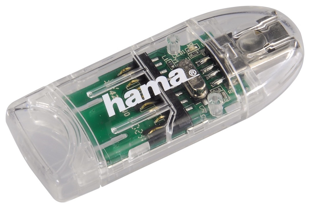Cititor de carduri Hama USB 2.0 to SD/MicroSD Transparent (91092)
