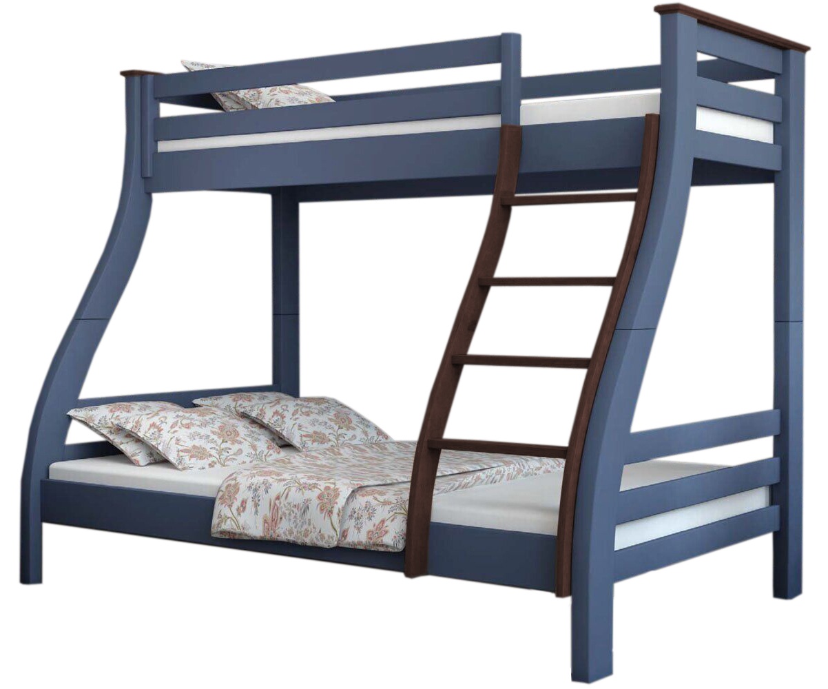 Pat copii Mebigrand Аляска 140х90х200см Albastru/Zada Wenge
