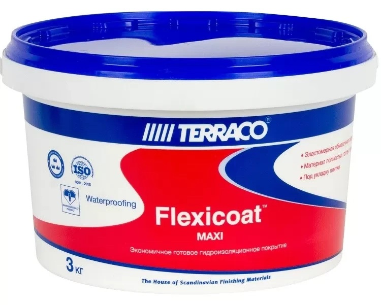 Гидроизоляционная мастика Terraco Flexicoat Max 3kg