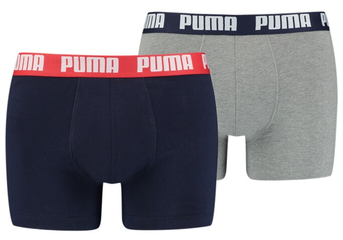Сhiloţi pentru bărbați Puma Basic Boxer 2P Blue/Grey Melange S (521015001036)