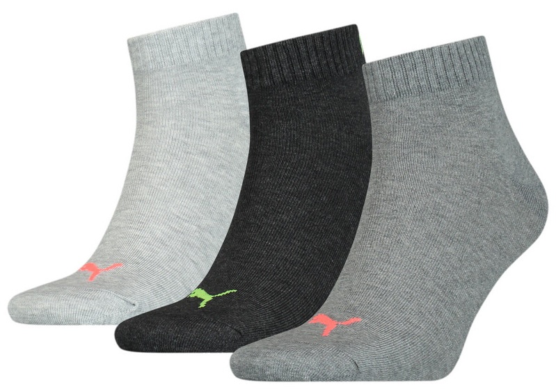 Мужские носки Puma Unisex Quarter Plain 3P Dark Grey Melange 35-38