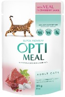 Влажный корм для кошек Optimeal Adult Cats Veal in Cranberry Sauce 85g
