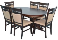 Set masă și scaune Evelin HV-33V Chocolate + 6 HV-3167 Chocolate/NV-3WP Brown