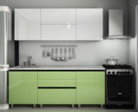 Bucătărie Bafimob Gola-1 Glass (High Gloss) 2.0m White/Green