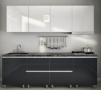 Bucătărie Bafimob Gola-2 Glass (High Gloss) 2.4m White/Anthracite