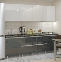 Bucătărie Bafimob Gola-2 Glass (High Gloss) 2.4m White/Grey