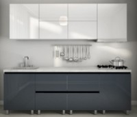 Bucătărie Bafimob Gola-3 Glass (High Gloss) 2.4m White/Grey